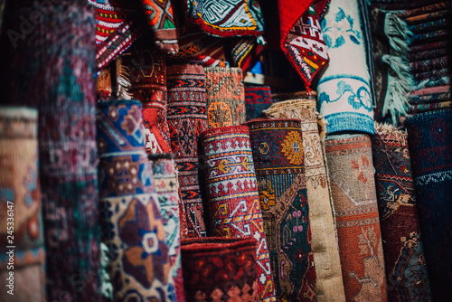 Store with colorful traditional carpets