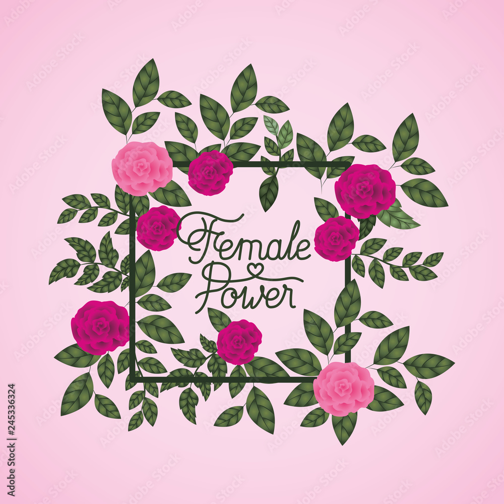 women day label with roses