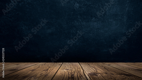 Background of empty room, concrete wall, wooden floor.