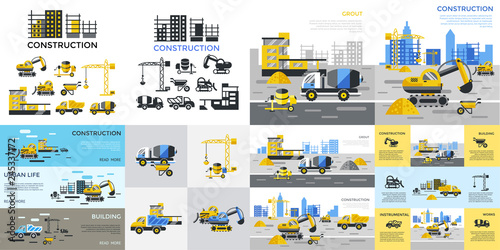 Digital vector construction building tracks