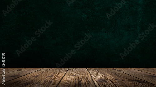 Background of empty room, concrete wall, wooden floor.