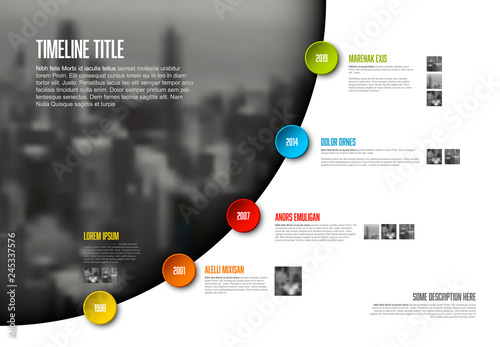 Company Infographic timeline report template with photos
