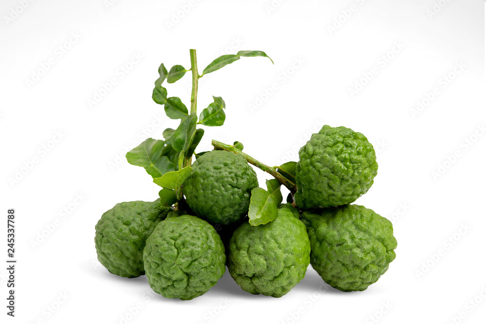 Fototapeta premium fresh bergamot with leaf isolated on white background.Herb