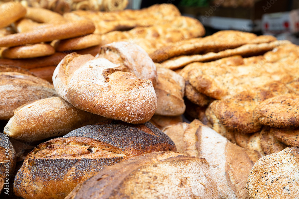 Close up bread Jerusalem market
