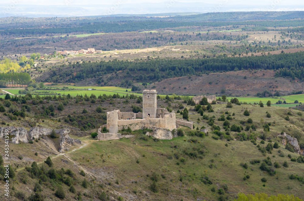 Ruins of the ucero castle seen from afar