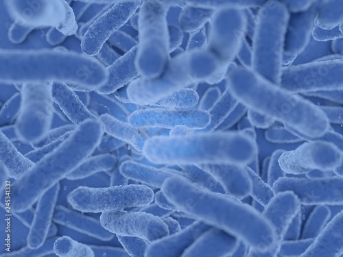 Blue bacteria with small particles