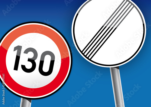 Tempolimit, Tempo 130 km/h Verkehrsschilder