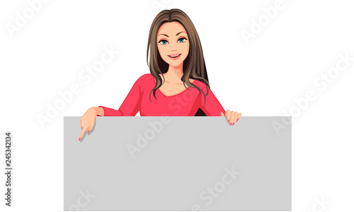 Beautiful women with the blank board