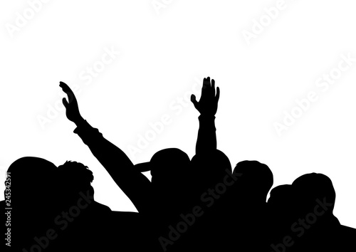 Crowd in front of the stage on a white background