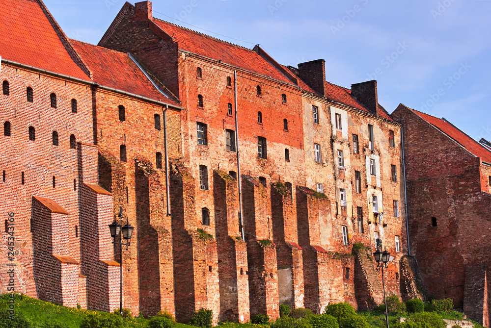 Gothic granary with brick in Grudziadz in Poland..