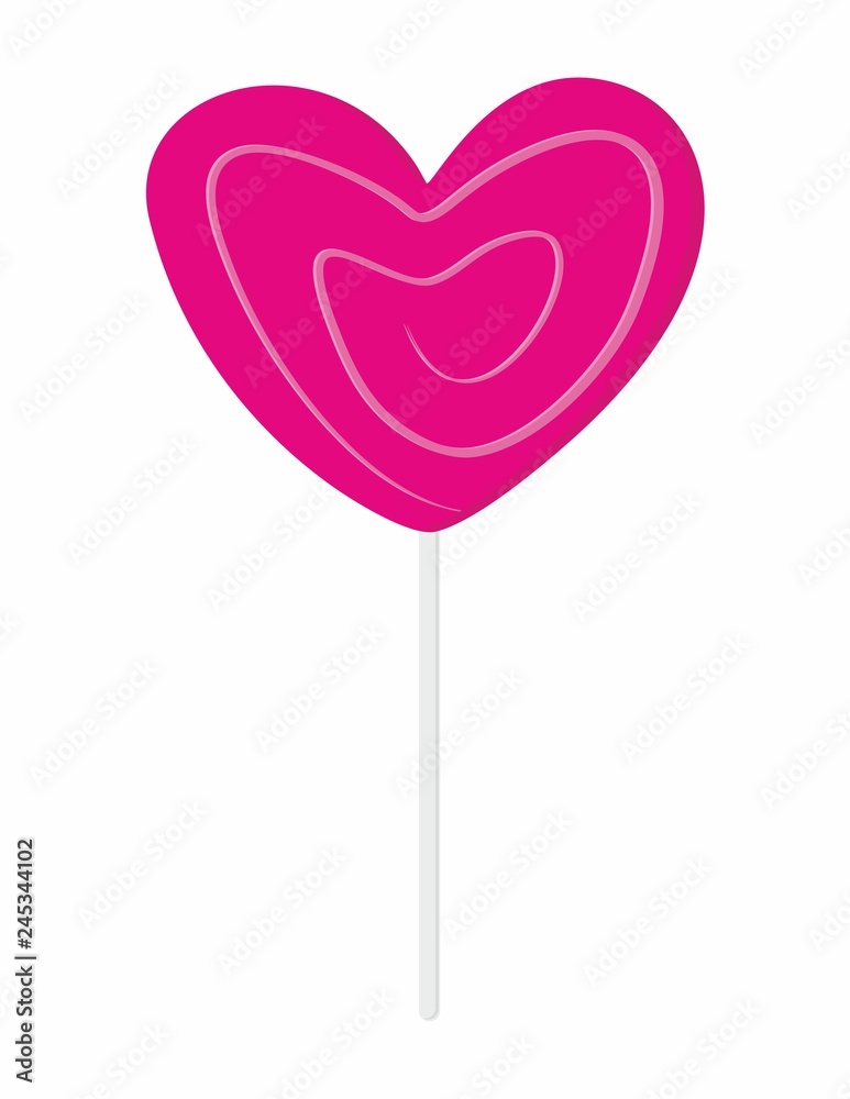 Pink Sucking candy in a heart shape