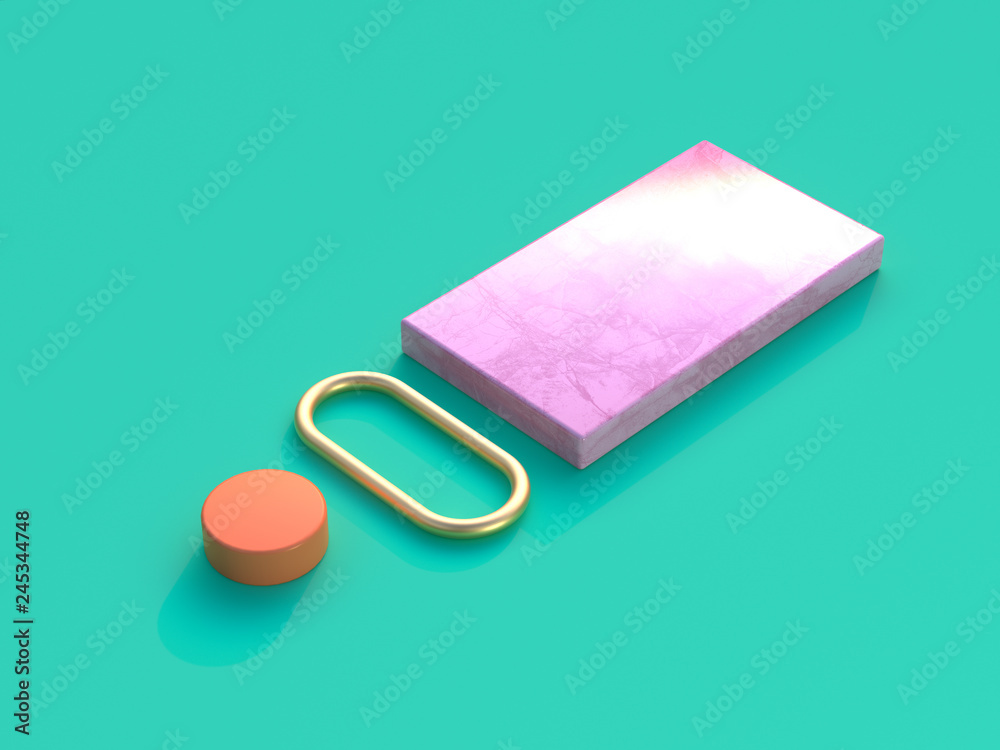 pink square gold frame orange circle green background 3d rendering pink square gold frame orange circle green background 3d rendering