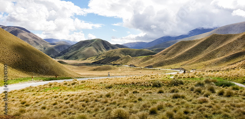 Lindis Pass View at the Highway 8, New Zealand, South Island, NZ photo