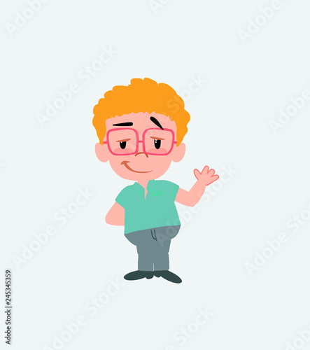 Businessman in casual style waving with a dreamy expression.