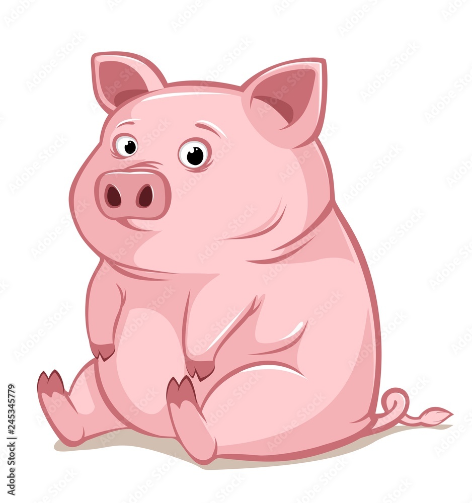 Fototapeta premium Confused pink pig.