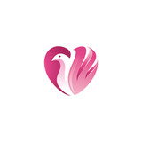 Modern colorful dove love logo, bird and heart symbol icon