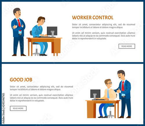 Worker Control and Good Job Poster. Company leader