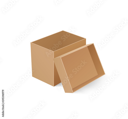 Package Box with Open Cap Empty Container Vector