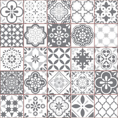 Keuken achterwand Portugese tegeltjes patronen Grijze Lissabon azulejos mozaïek  © redkoala