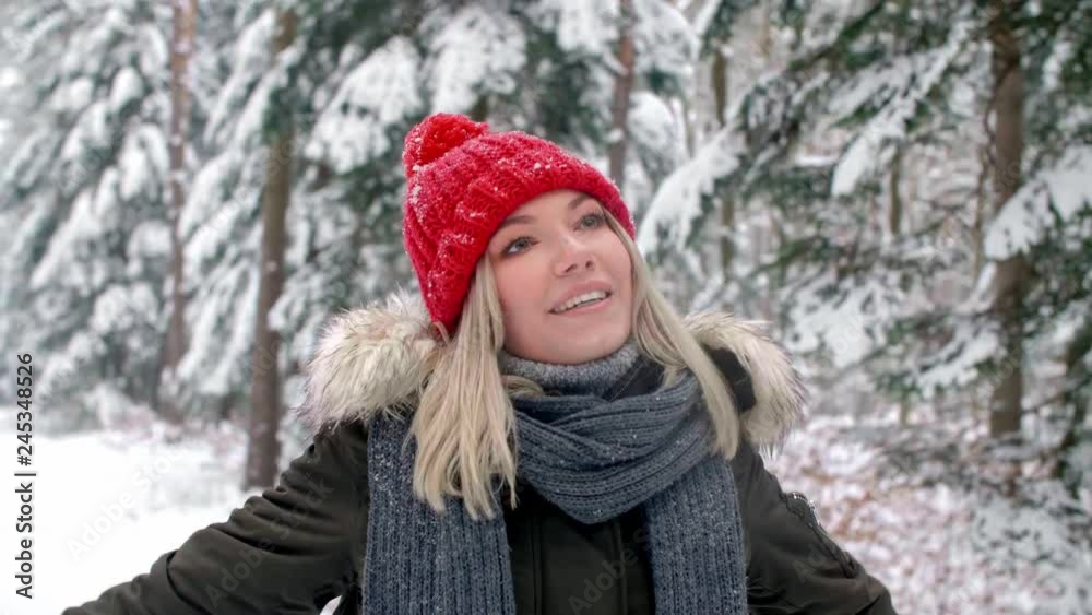 Happy woman enjoying of winter landscape Happy woman enjoying of winter landscape