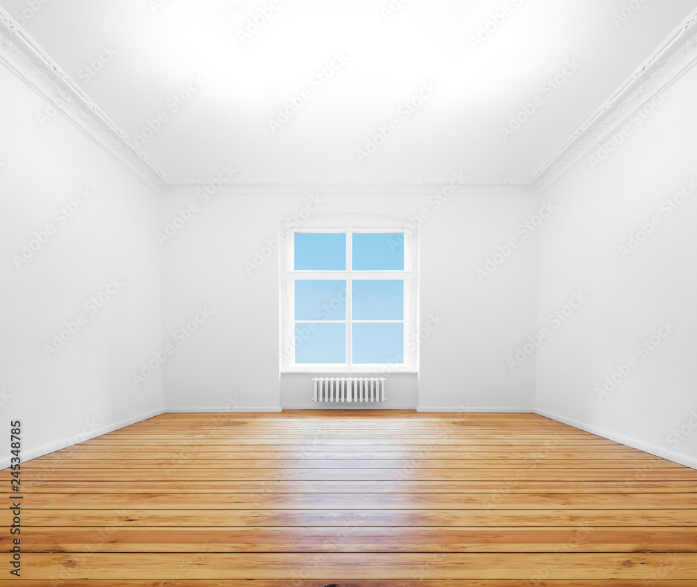 Fototapeta premium empty room with window and wooden floor