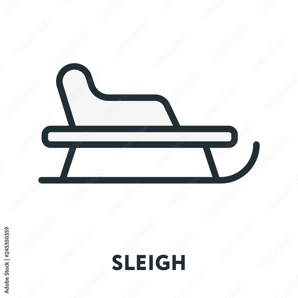 Sleigh Sledge Vector Flat Line Stroke Icon. Sleigh Sledge Vector Flat Line Stroke Icon.