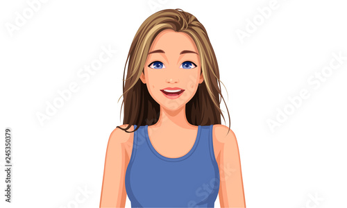 Vector illustration of beautiful teenage girl with different facial expression 6