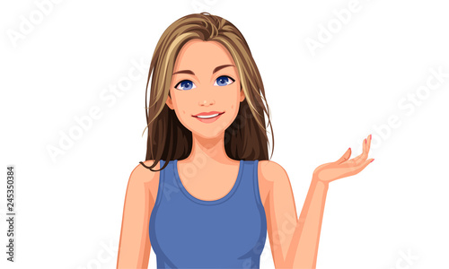 Vector illustration of beautiful teenage girl with different facial expression 5