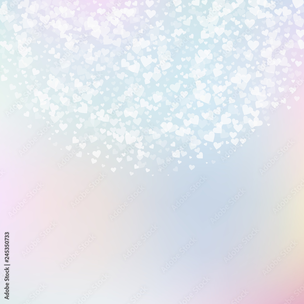 Fototapeta premium White heart love confettis. Valentine's day semici