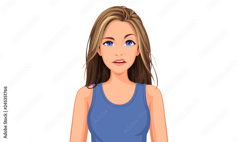 Vector illustration of beautiful teenage girl with different facial expression 18 Vector illustration of beautiful teenage girl with different facial expression 18