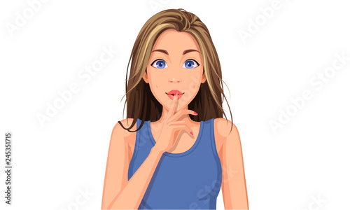 Vector illustration of beautiful teenage girl with different facial expression 15