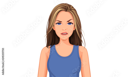 Vector illustration of beautiful teenage girl with different facial expression 17