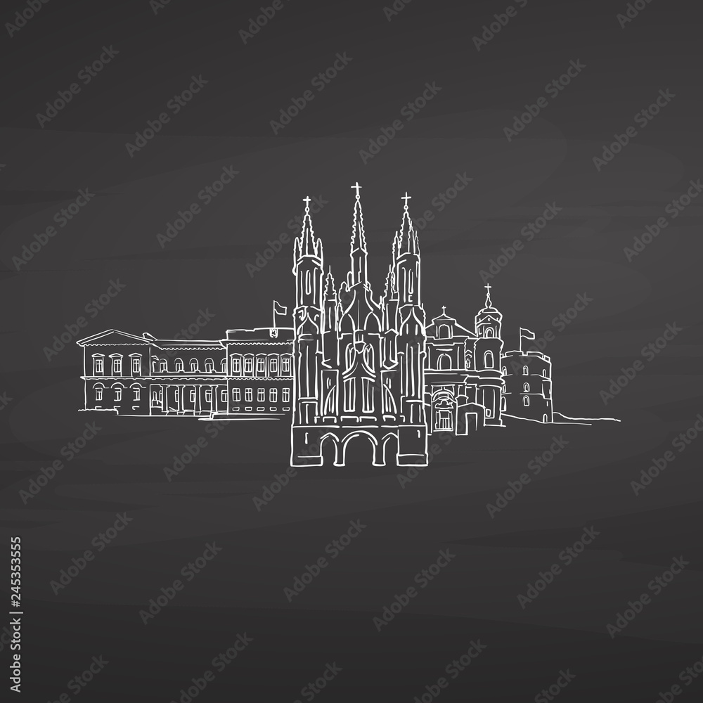Fotografie Vilnius Lithuania signs on blackboard