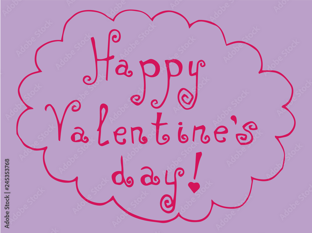Happy Valentine's Day love text contour vector