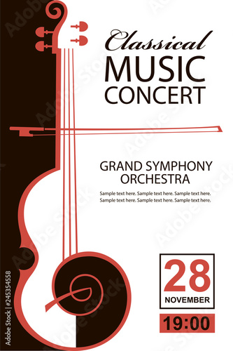 Fototapeta plakat koncertu muzyki klasycznej z wizerunkiem skrzypiec
