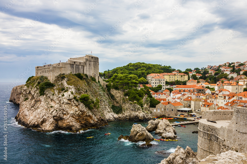 Dubrovnik ancient fortress sea view, Croatia