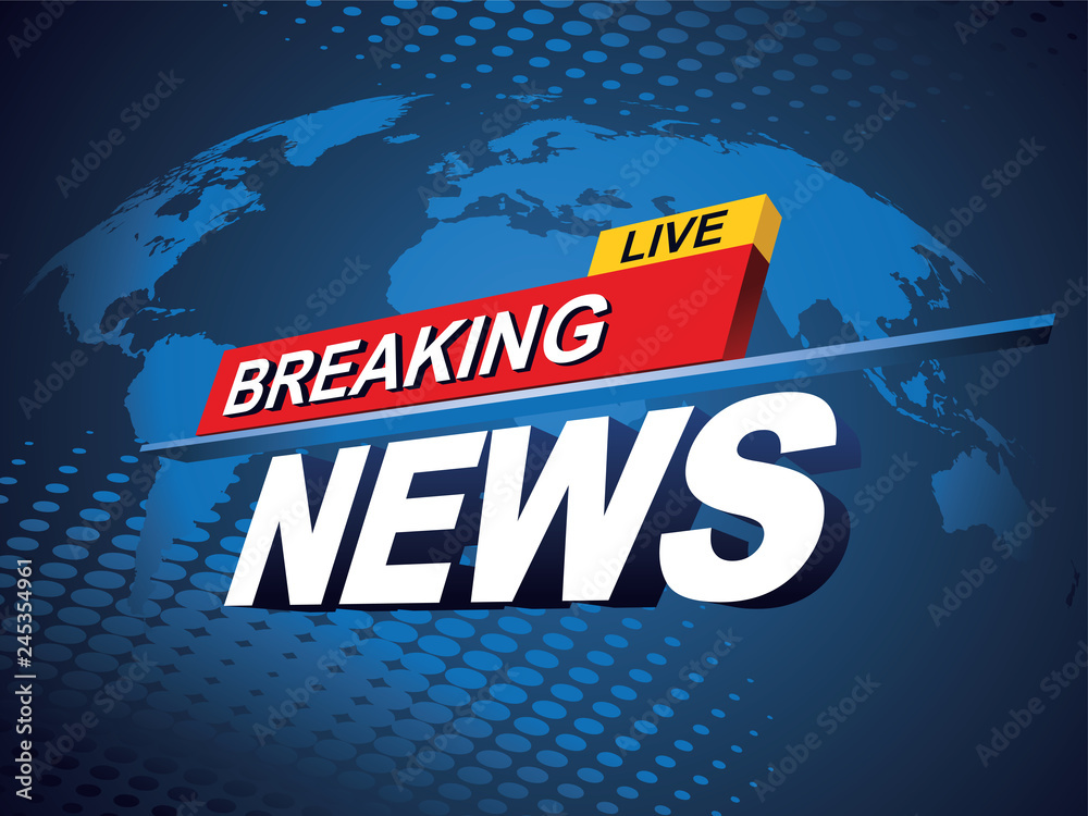 Breaking news with world map background. Vector