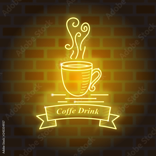 luminous neon coffee vector design