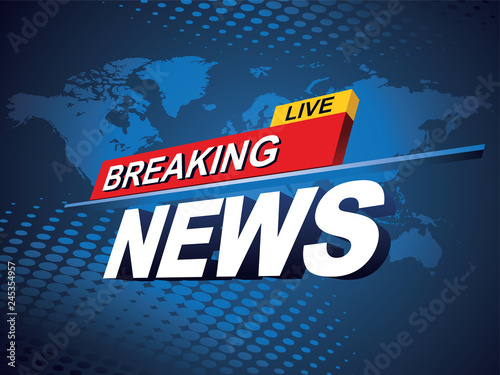 Breaking news with world map background. Vector