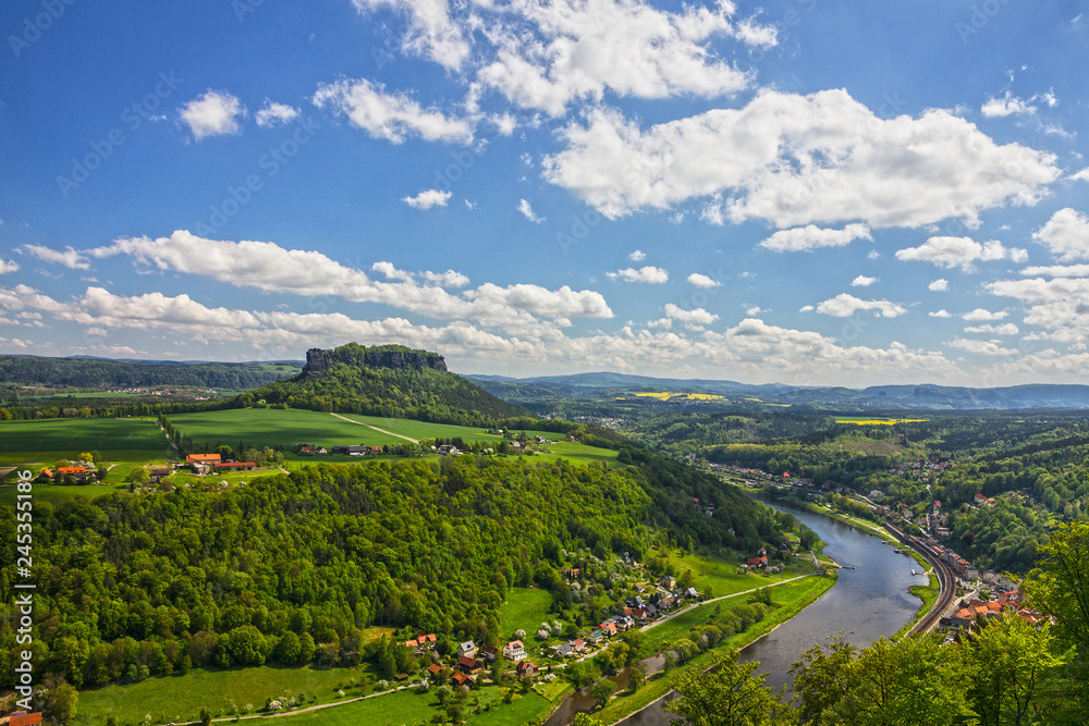 Fototapeta premium Germany, Saxon Switzerland. Elbe river view