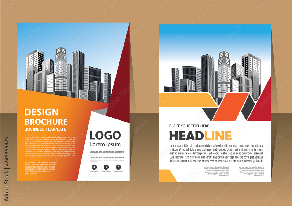 Business abstract vector template. Brochure design, cover modern layout, annual report, poster, flyer in A4 with colorful triangles, geometric shapes for tech, science, market with light background