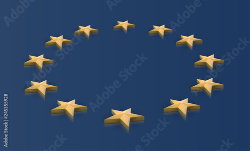 European Union flag stars in 3D  vector