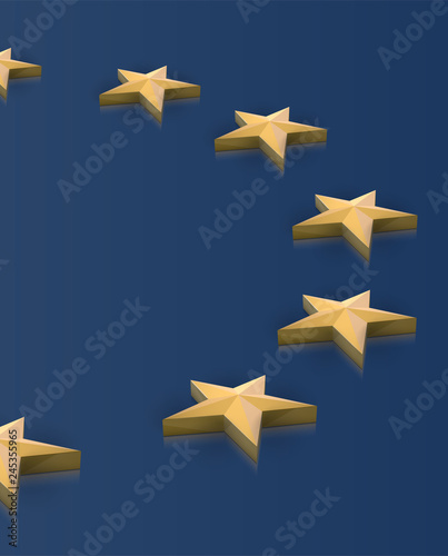 European Union flag stars in 3D, vector