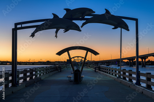 Vilano Beach Fishing Pier at twilight in St. Augustine, Florida photo