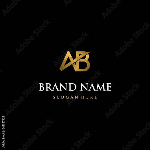 Letter AB Golden Abstract Icon Logo Design Template