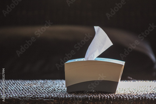 Tissue box on table,free space background photo