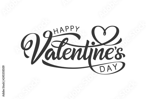 Ready design calligraphic  hand lettering happy valentines day. Vector Illustration. - Vector