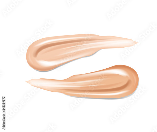Cosmetic, lipstick make up liquid foundation texture smudges. Beige Foundation Makeup Smear. Tones Strokes.