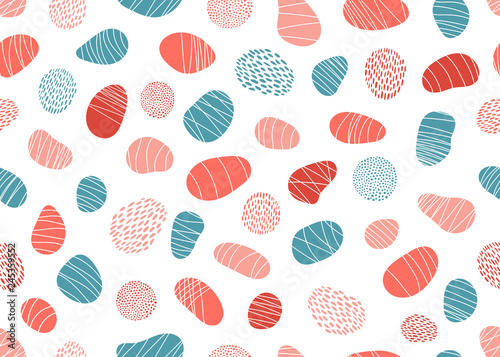 Abstract stones and pebbles vector seamless pattern - Vector
