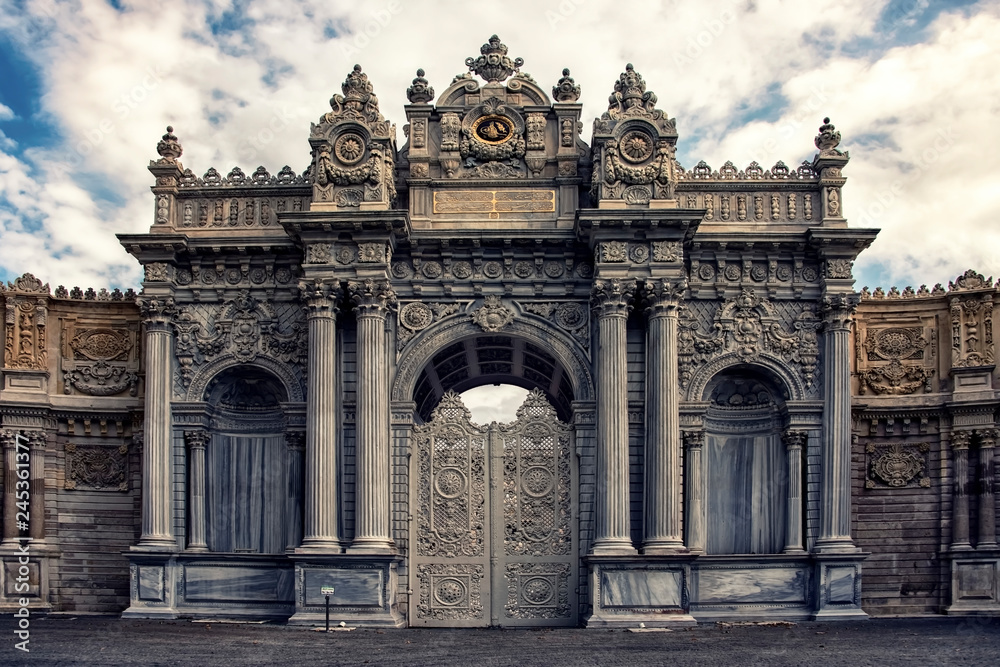 Dolmabahce Palace entrance gate in Istanbul